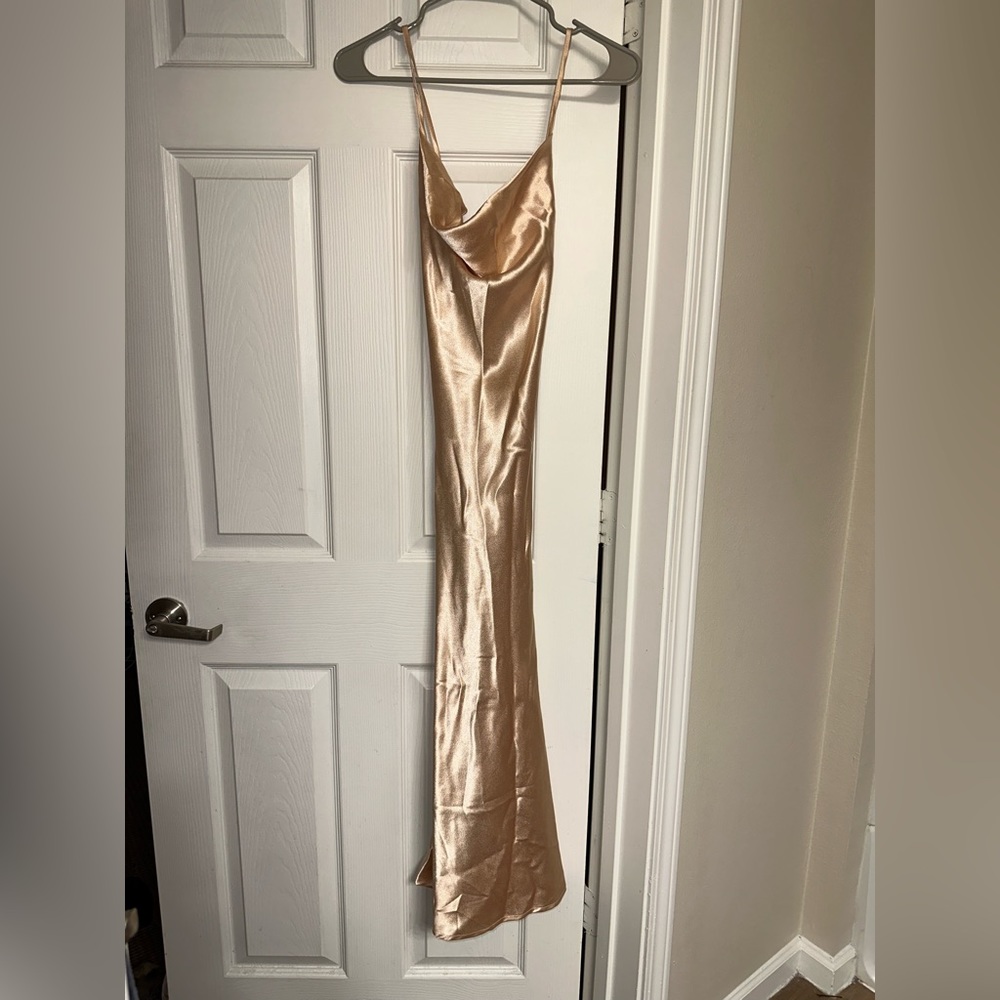 floor length champagne/gold formal dress